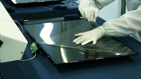 Worker is assembling the back of a TV Stock Footage 162897104