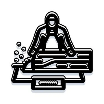 Worker assembling electronic circuit board with components Stock Illustration