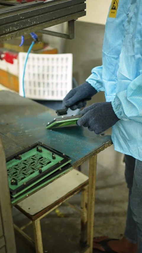Worker Assembling Electronic Components in Noida Manufacturing Unit Stock Footage 345809230