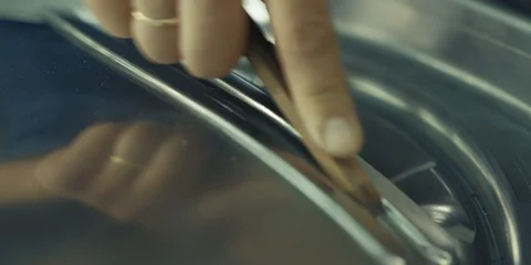 Worker assembling the metal part in the manual, close-up Stock Footage 120082467