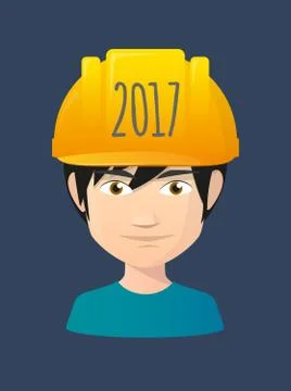 Worker avatar with  a 2017 year  number icon Stock Illustration