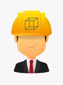 Worker avatar with  a cube sign Stock Illustration
