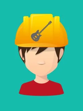 Worker avatar with  an electric guitar Illustrazione stock