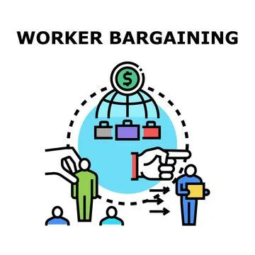 Worker bargaining for fair compensation and employment agreement Stock Illustration