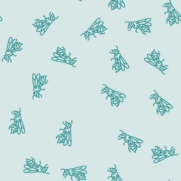 Worker bee icon line seamless pattern Stock Illustration