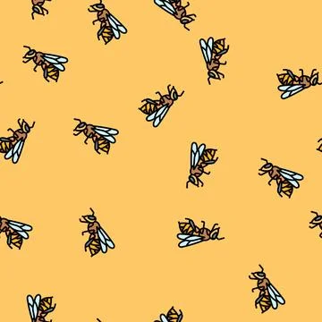 Worker bee icon vector seamless pattern Stockillustratie