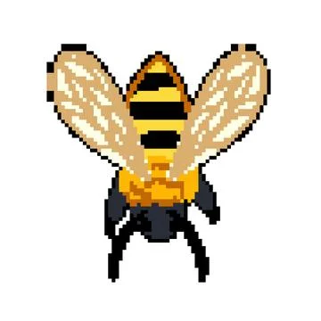 Worker bee pixel art vector illustration Stock Illustration