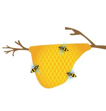 Worker bees on honey cells Stock Illustration