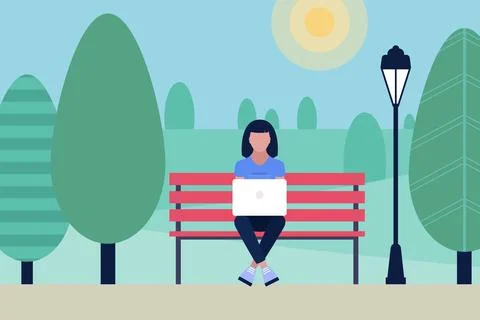 Worker on a bench in the park Stock-Illustration