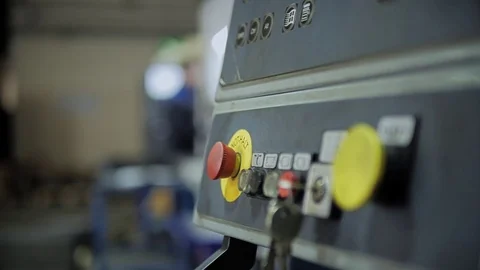 Worker Bending metal sheet on a CNC hydraulic press brake. Video stock 74773842