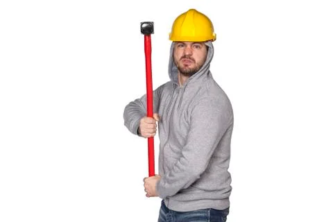 Worker with a big hammer Stock Photos