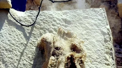 Worker Breaking Solid Rock Using Traditional Hand Tools 動画素材 339531126