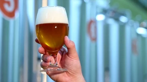 Worker in a brewery tasting beer Stock Footage 84044052