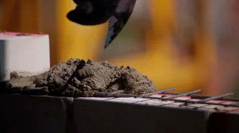 Worker Bricklaying new house Stock Footage 58050558