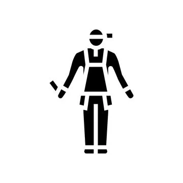 Worker builder glyph icon vector illustration Stock Illustration