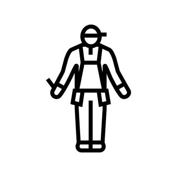 Worker builder line icon vector illustration Stock Illustration