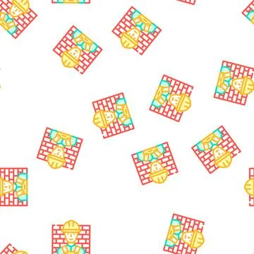 Worker builder vector seamless pattern Illustrazione stock