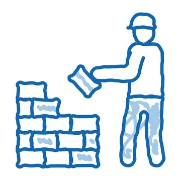 Worker Building doodle icon hand drawn illustration Ilustración de archivo