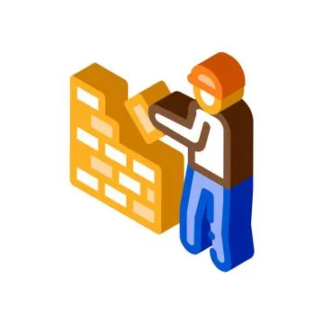 Worker Building Isometric Icon Vector Illustration Stock Illustration