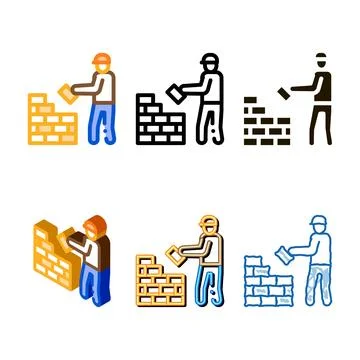 Worker building modern icon vector outline Stock Illustration