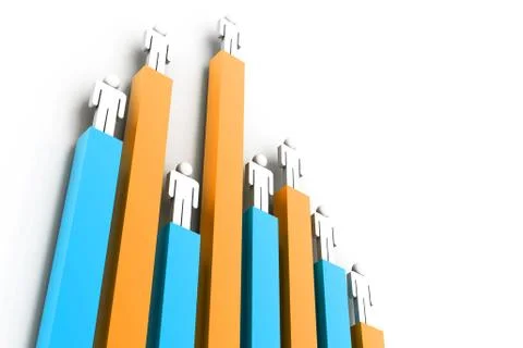Worker on business 3d graph Stock Illustration