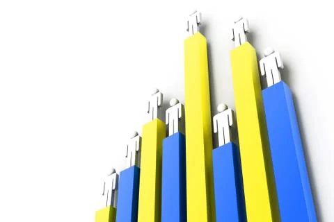 Worker on business 3d graph Stock Illustration