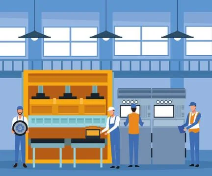 Worker on car factory イラスト素材