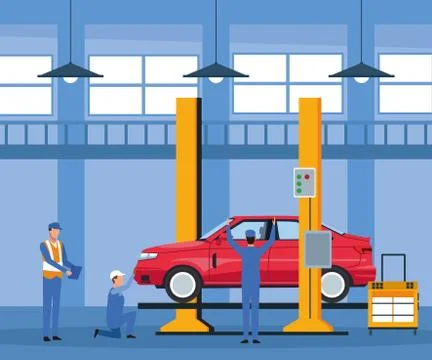 Worker on car factory イラスト素材