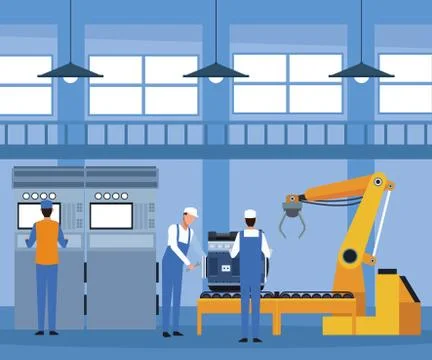 Worker on car factory イラスト素材