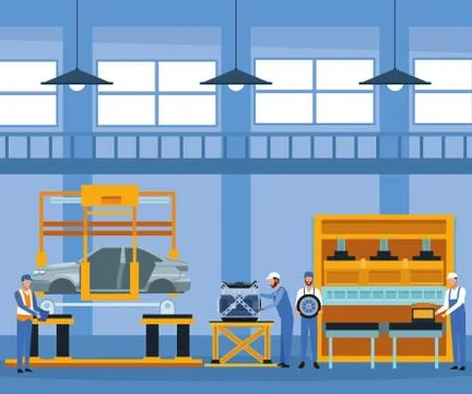 Worker on car factory Stockillustratie