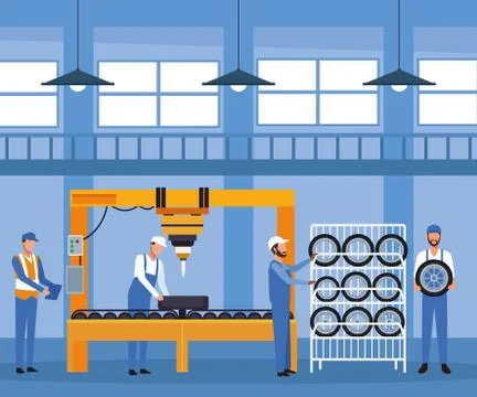 Worker on car factory イラスト素材