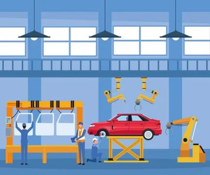 Worker on car factory イラスト素材