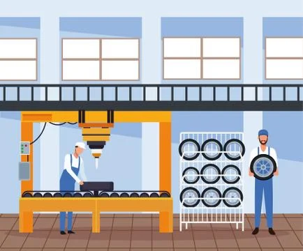 Worker on car factory イラスト素材