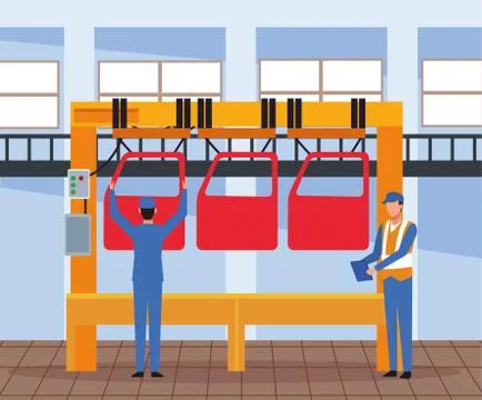 Worker on car factory イラスト素材