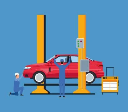 Worker on car factory Illustrazione stock