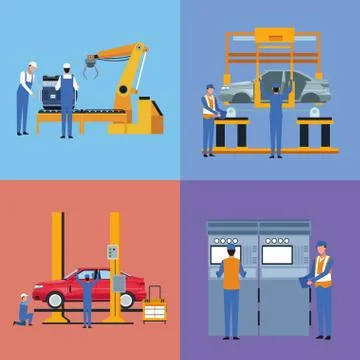 Worker on car factory イラスト素材