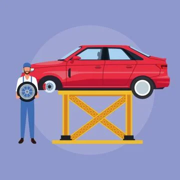 Worker on car factory イラスト素材
