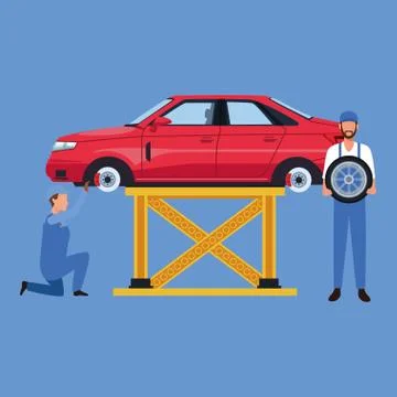 Worker on car factory Stockillustratie