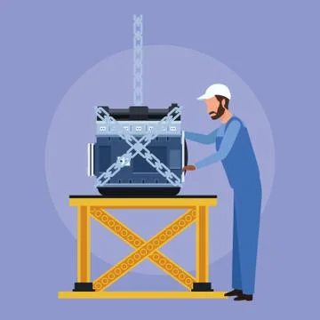 Worker on car factory Stockillustratie