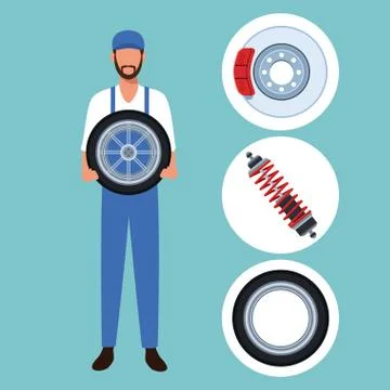 Worker on car factory イラスト素材