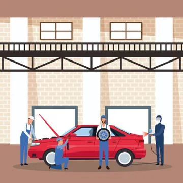 Worker on car factory イラスト素材