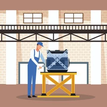Worker on car factory Stockillustratie