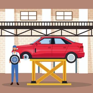Worker on car factory イラスト素材