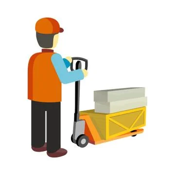 Worker with Cargo Cart Stock Illustration
