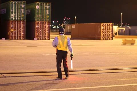 Worker in a cargo port Stock Photos