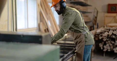 Worker at the carpentry factory Stock Footage 146924527