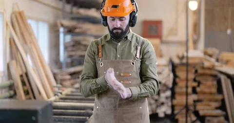 Worker at the carpentry factory Stock Footage 146925181