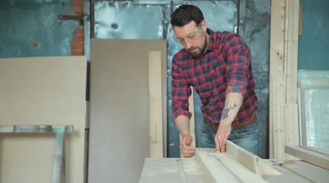 Worker in a carpentry workshop Stock Footage 61540655