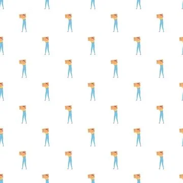 Worker carrying a box seamless pattern illustration Stock Illustration