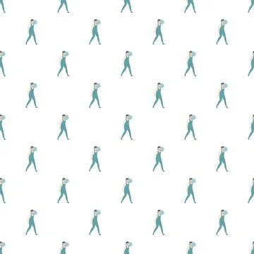Worker carrying box seamless repeating pattern Stock Illustration